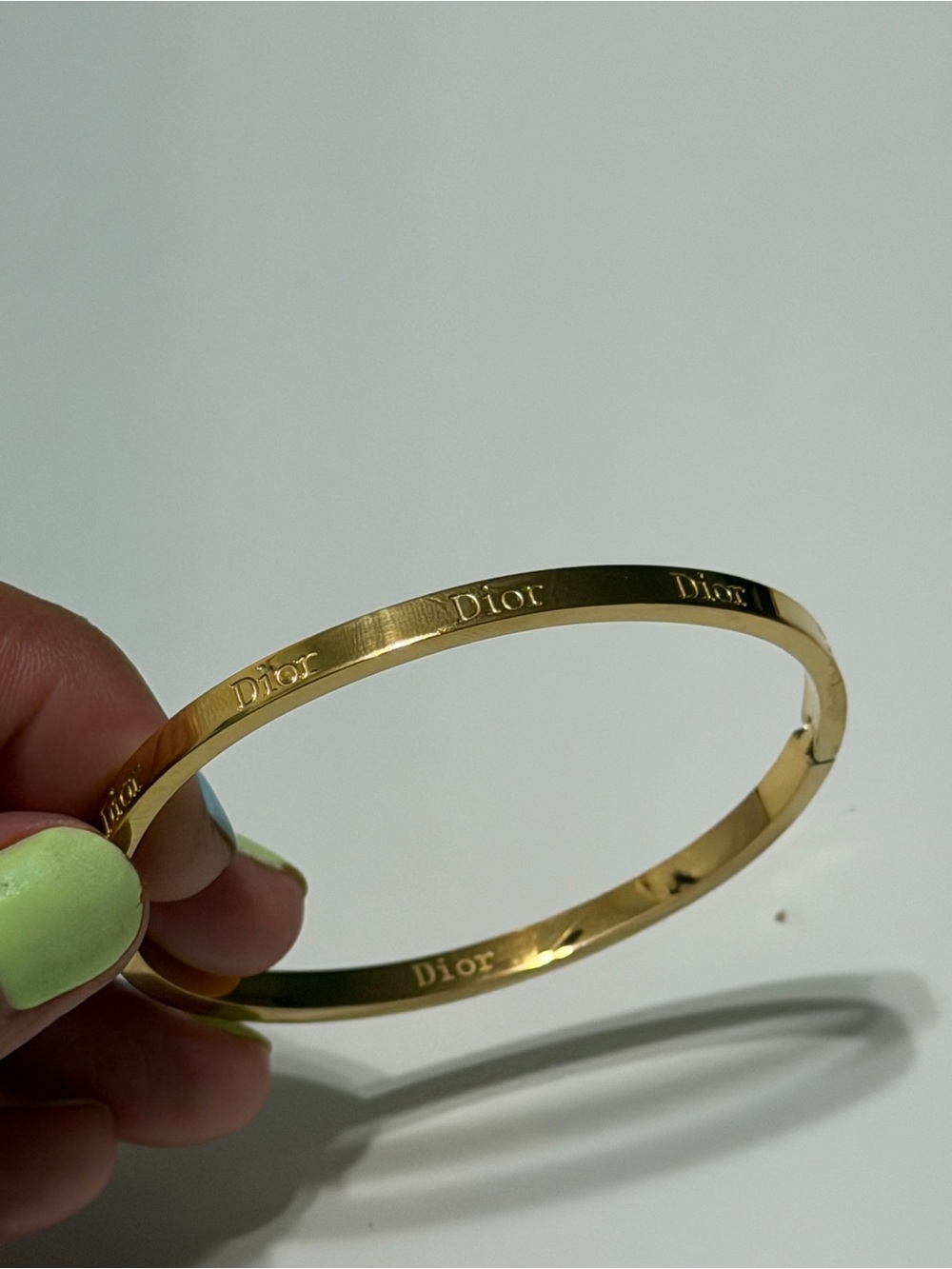 Dior Gold Signature Engraved Bangle - Picture 1 of 6
